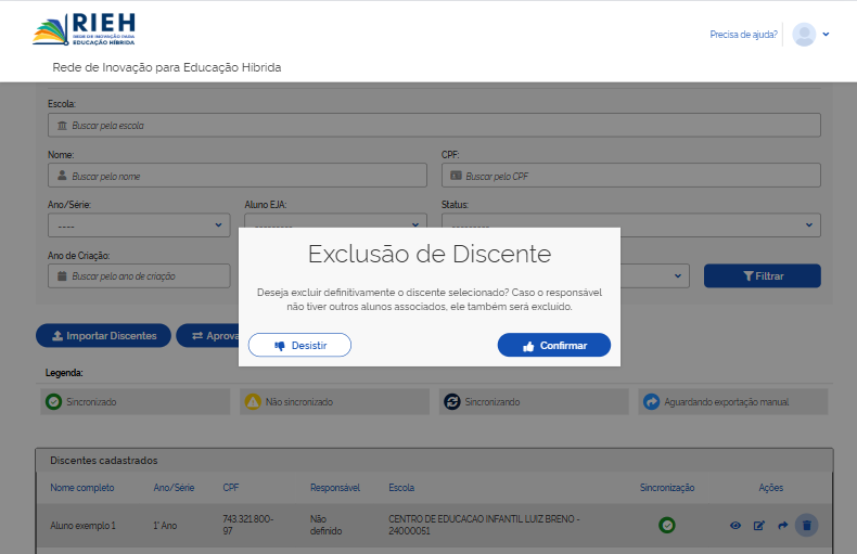 Excluir Participante