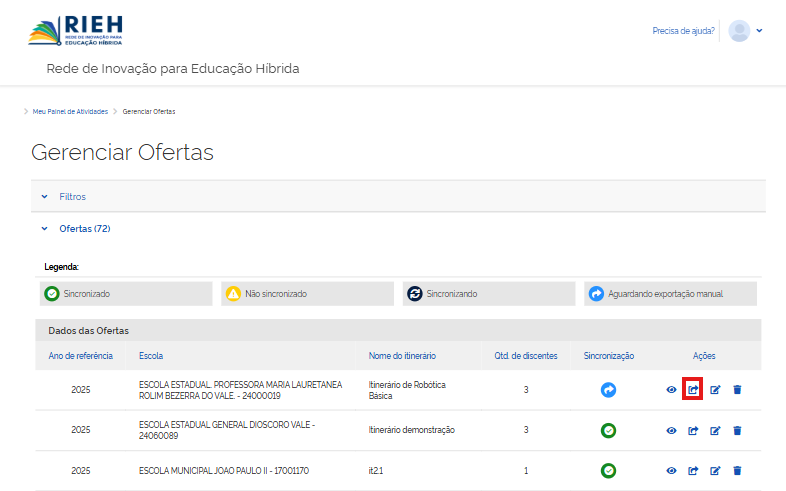 Ícone de exportação manual para o AVA