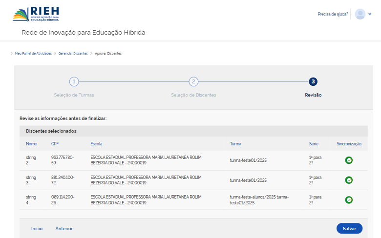 Revisão e confirmação