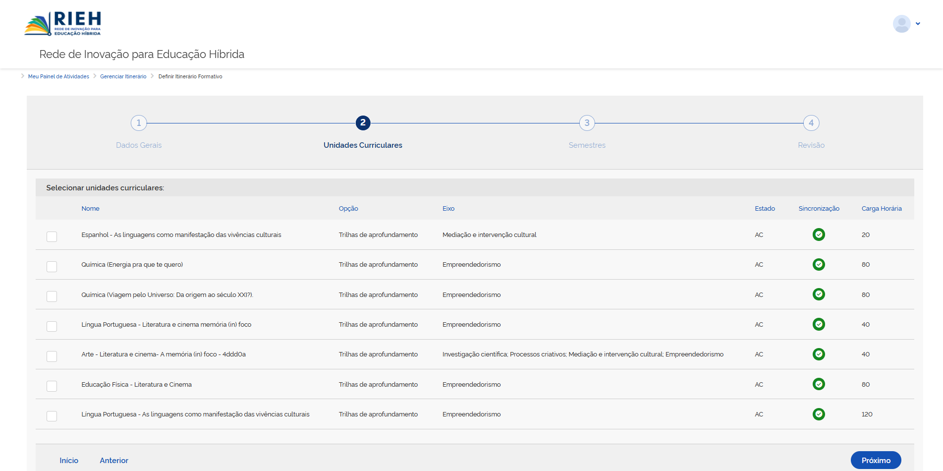 Etapa 2 - Unidades Curriculares