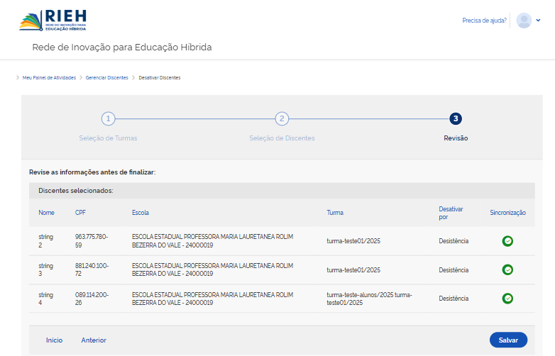 Revisão e confirmação